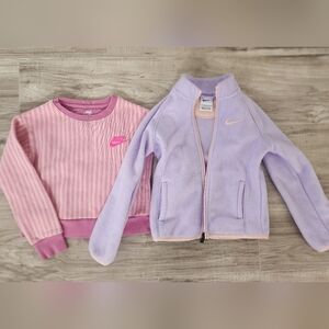 4T / 5 T Nike Kids Pink Crewneck & Lavender Zip Fleece Jacket Set